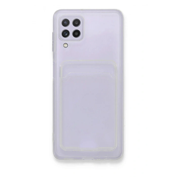 Samsung Galaxy A22/m32 Uyumlu Kamera Korumalı Şeffaf Kartlıklı Card Case