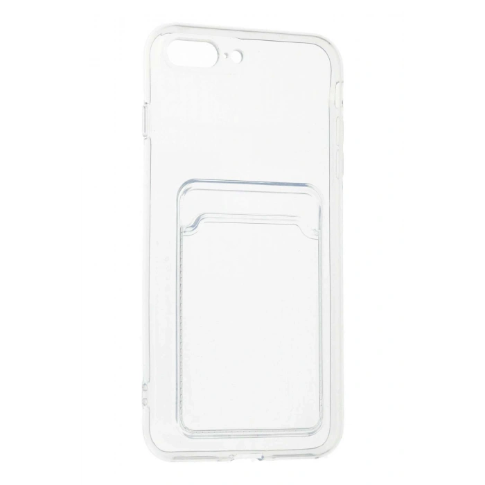Iphone 7 Plus/8 Plus Uyumlu Kamera Korumalı Şeffaf Kartlıklı Card Case