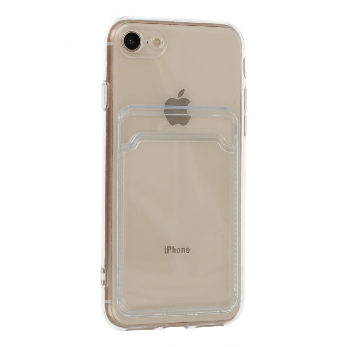 Iphone 7/8 Uyumlu Şeffaf Kamera Korumalı Kartlıklı Kılıf Card Case