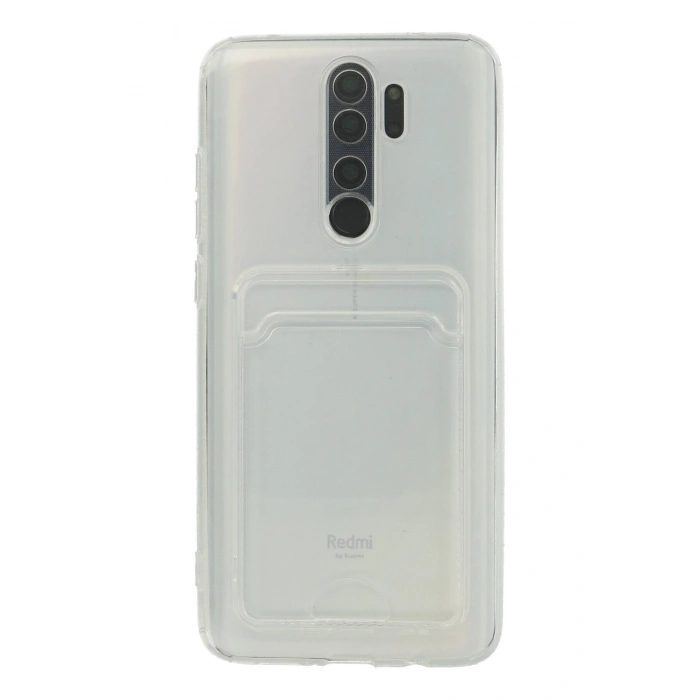 Xiaomi Redmi Note 8 Pro Uyumlu Kamera Korumalı Şeffaf Kartlıklı Card Case