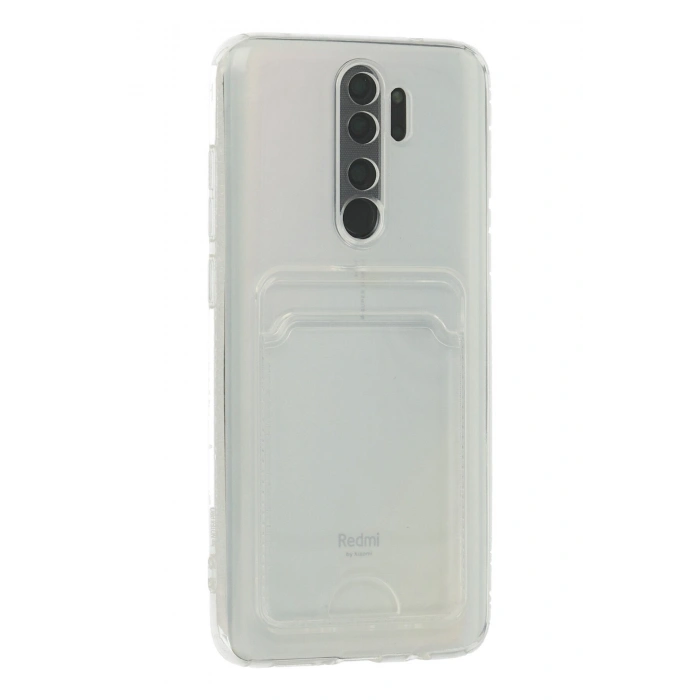 Xiaomi Redmi Note 8 Pro Uyumlu Kamera Korumalı Şeffaf Kartlıklı Card Case