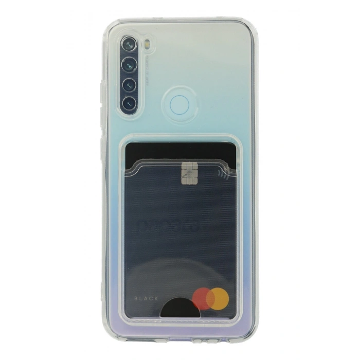 Xiaomi Redmi Note 8 Uyumlu Kamera Korumalı Şeffaf Kartlıklı Card Case