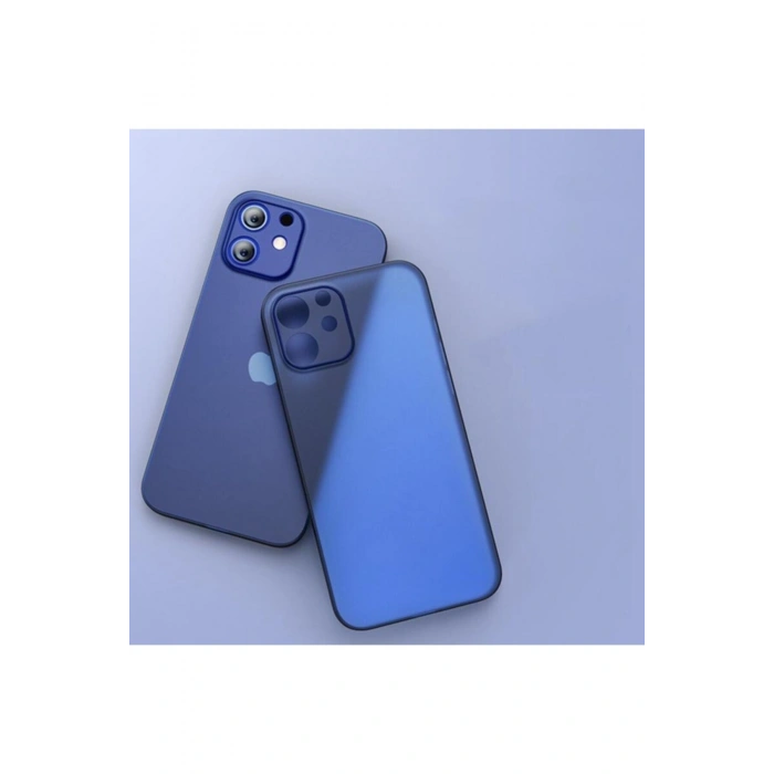 Iphone 12 Pro 0,2 mm Uyumlu Pp Buzlu Ultra Ince Sert Silikon Kamera Korumalı Kılıf Lacivert