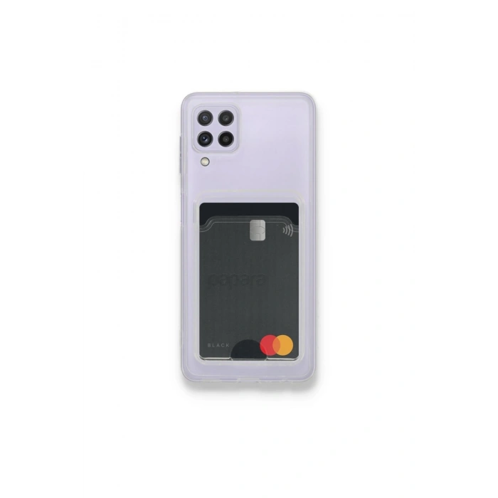 Samsung Galaxy A22 Ile Uyumlu Şeffaf Kartlıklı Kartvizitli Telefon Kılıfı Cardcase