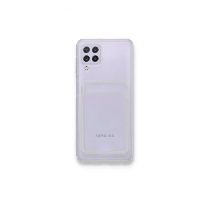 Samsung Galaxy A22 Ile Uyumlu Şeffaf Kartlıklı Kartvizitli Telefon Kılıfı Cardcase