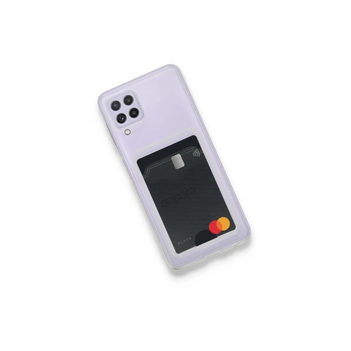 Samsung Galaxy A22 Ile Uyumlu Şeffaf Kartlıklı Kartvizitli Telefon Kılıfı Cardcase