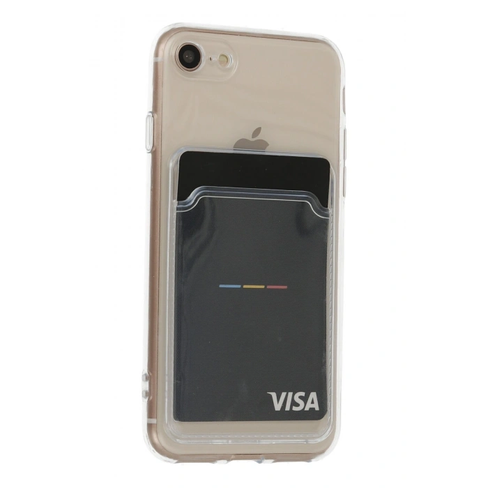 Iphone Se Uyumlu Şeffaf Kamera Korumalı Kartlıklı Kılıf Card Case