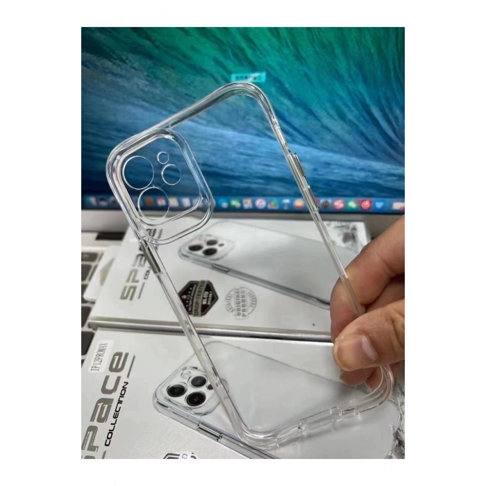 Iphone 13 Pro  Uyumlu Space 2 Şeffaf Kamera Korumalı Cep Telefonu Kılıfı