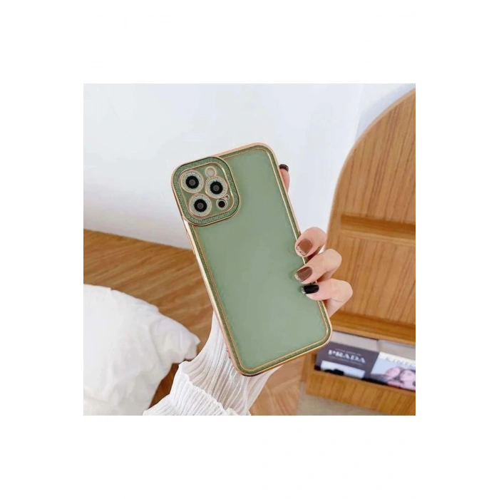 Iphone 13 Ile Uyumlu Kamera Korumalı Kenarları Yaldızlı Rio Kapak/kılıf