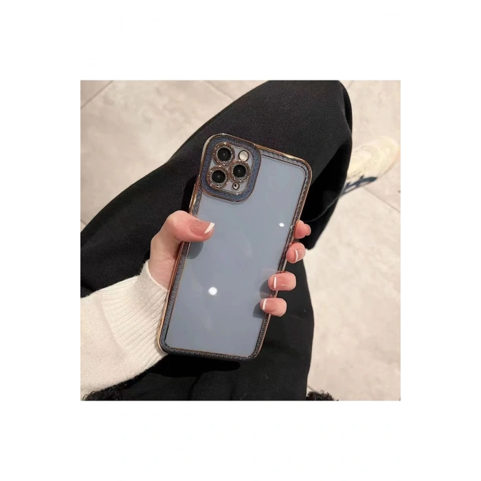 Iphone 13 Ile Uyumlu Kamera Korumalı Kenarları Yaldızlı Rio Kapak/kılıf
