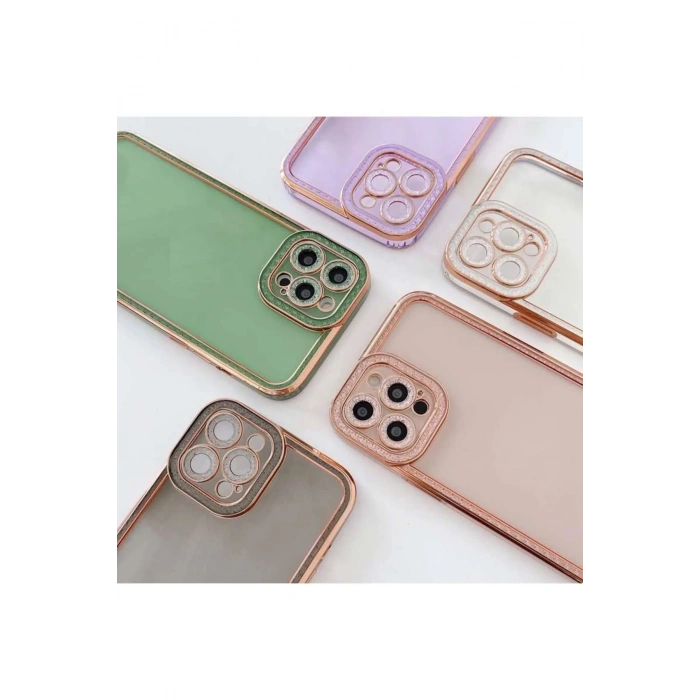 Iphone 13 Ile Uyumlu Kamera Korumalı Kenarları Yaldızlı Rio Kapak/kılıf