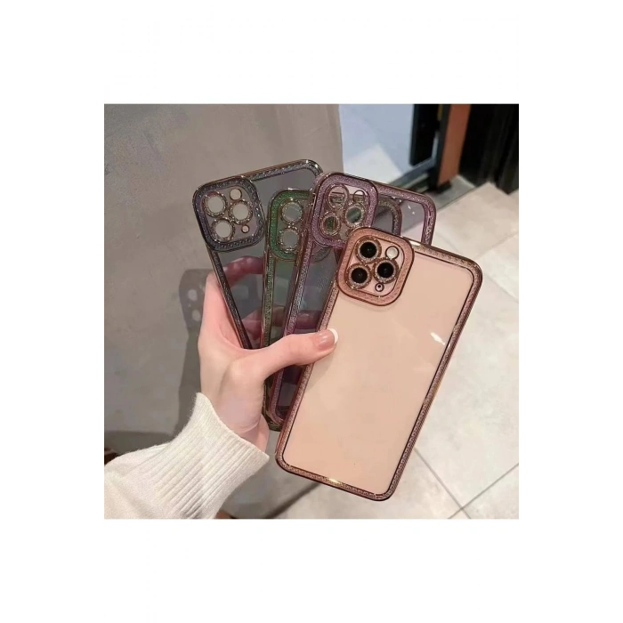 Iphone 13 Ile Uyumlu Kamera Korumalı Kenarları Yaldızlı Rio Kapak/kılıf
