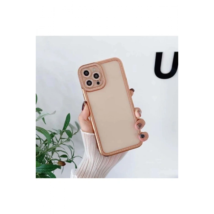 Iphone 13 Ile Uyumlu Kamera Korumalı Kenarları Yaldızlı Rio Kapak/kılıf