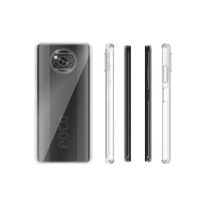 Xiaomi Poco X3 Ile Uyumlu Kamera Korumalı Şeffaf Tıpalı Silikon Kılıf
