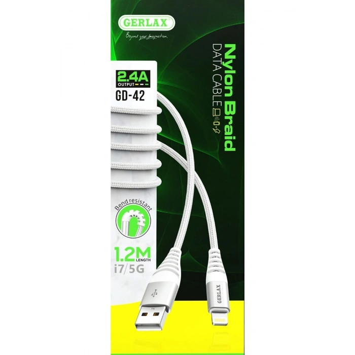 Lightning Iphone Beyaz Hasır Örgülü Şarj Ve Data Kablosu 2.4a - 1,2m