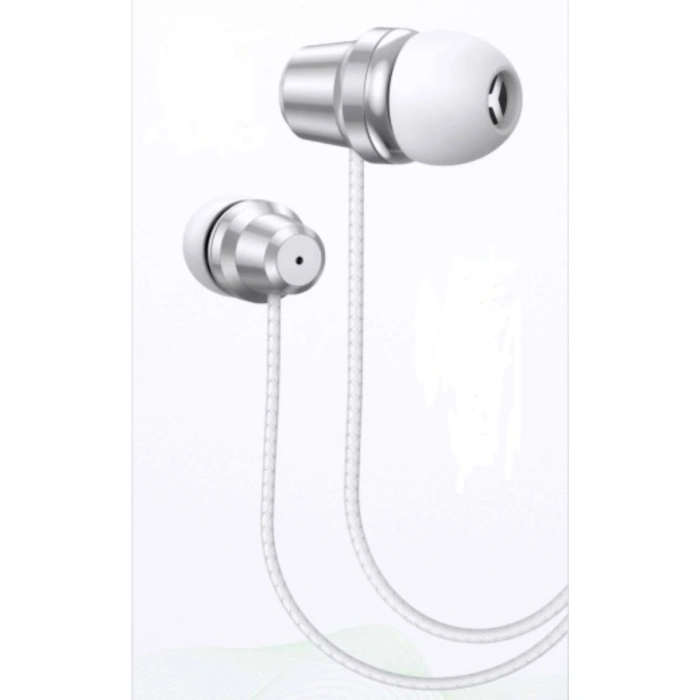 E1 Metal Stereo 3.5 Mm Jack Bass Kulaklık Beyaz Desenli Kablolu Kulaklık