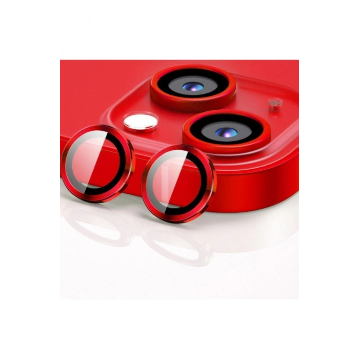 Iphone 14-14 Plus Ve 15-15 Plus Uyumlu Lens Koruma Kırmızı