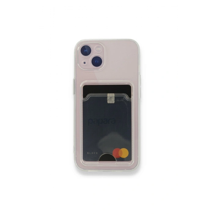 Iphone 14 Plus Uyumlu Kamera Korumalı Şeffaf Kartlıklı Card Case