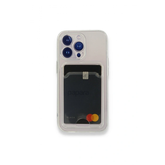 Iphone 14 Pro Uyumlu Kamera Korumalı Şeffaf Kartlıklı Card Case