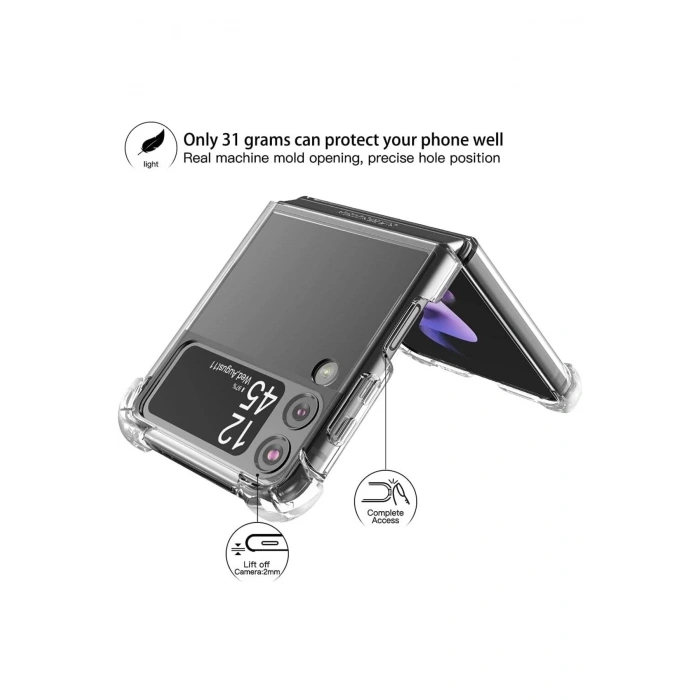 Samsung Z Flip 3 Şeffaf Korumalı Silikon Kılıf - Telefon Kılıfı