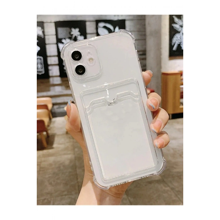 Iphone 14 Pro Ile Uyumlu Şeffaf Anti Şok Darbelere Karşı Koruyu Kamera Korumalı Kartlıklı Kılıf