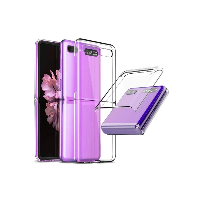Samsung Z Flip 3 Ile Uyumlu 2 Parçalı Şeffaf Kılıf