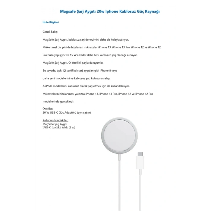 Magsafe Kablosuz Şarj Cihazı Iphone Ve Tüm Telefonlarla Uyumlu Kablosuz Şarj Cihazı grlxmsf55