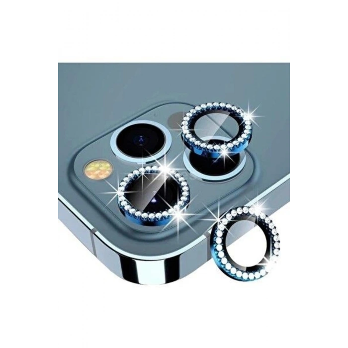İphone 12 Pro Max Taşlı Kamera Lens Koruyucu Çerçeveli Koruyucu
