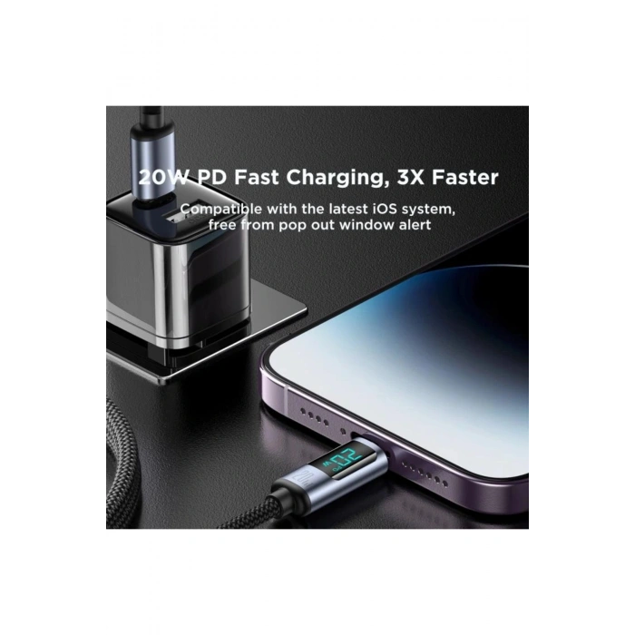 20W Typ-c To Lighting Digital Display Kablo 1.2m