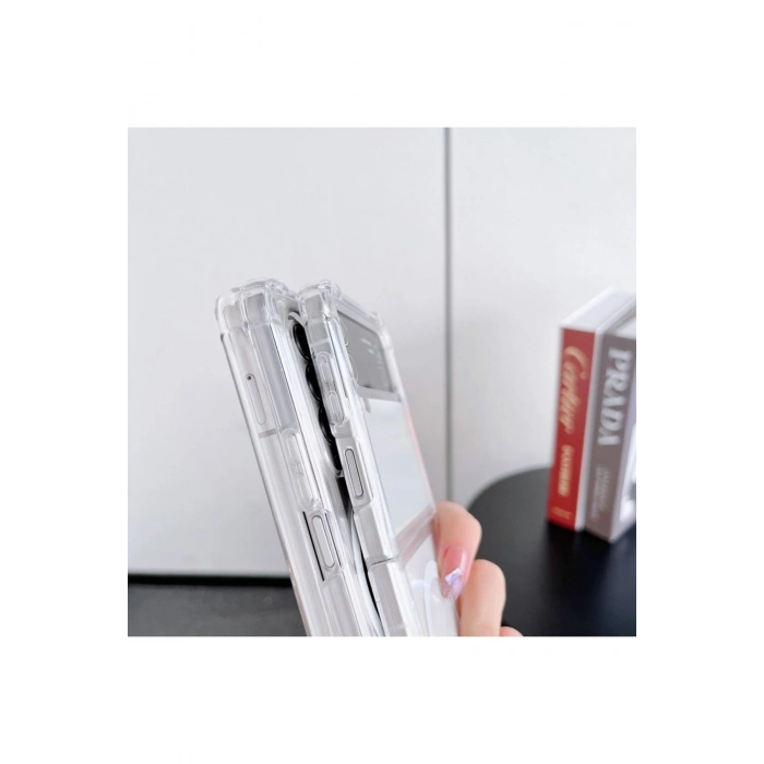 Samsung Galaxy Z Flip 3 ile Uyumlu Kablosuz Şarj Magsafe Özellikli Şeffaf Silikon Kılıf
