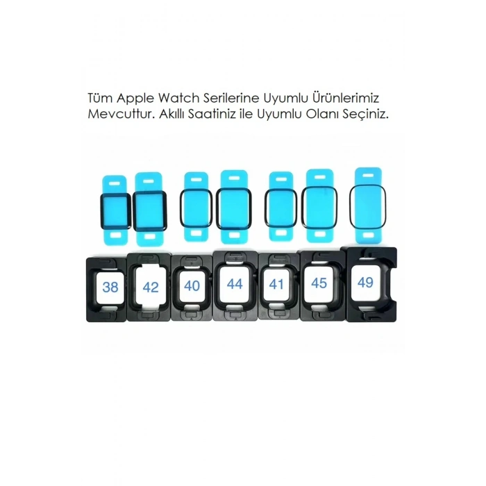 Apple Watch 38mm ile Uyumlu Kolay Kurulum Otomatik Hizalama Aparatlı Tam Kaplayan Ekran Koruyucu