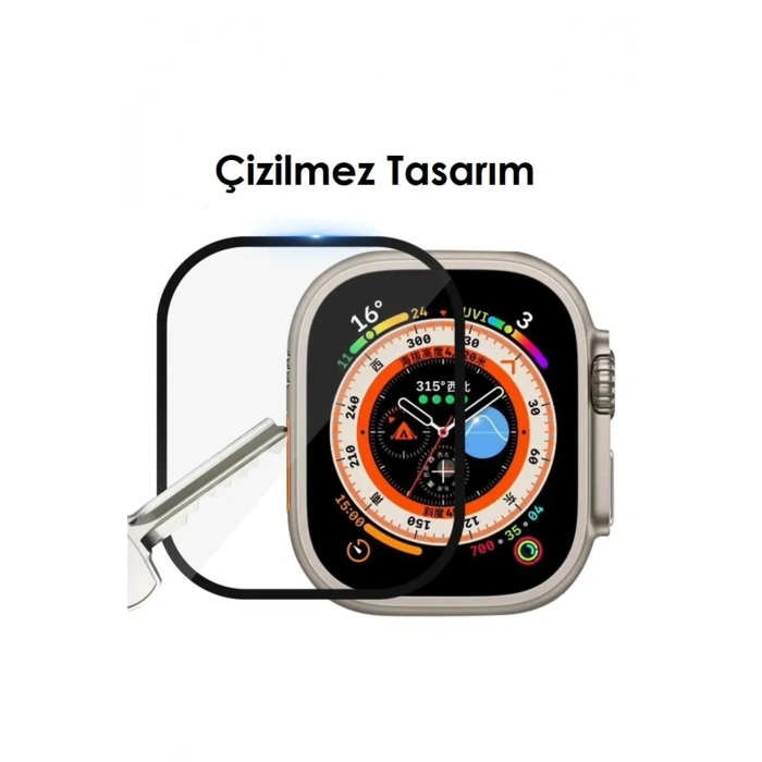 Apple Watch 44mm ile Uyumlu Kolay Kurulum Otomatik Hizalama Aparatlı Tam Kaplayan Ekran Koruyucu