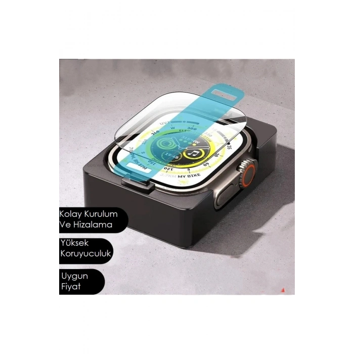 Apple Watch 41mm ile Uyumlu Kolay Kurulum Otomatik Hizalama Aparatlı Tam Kaplayan Ekran Koruyucu