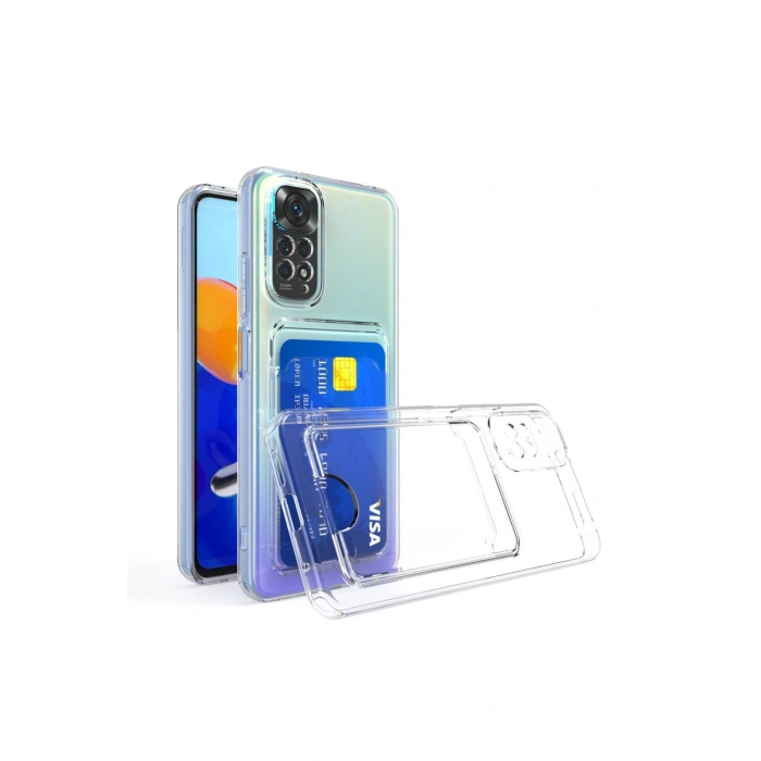 XİAOMİ REDMİ NOTE 11S İLE UYUMLU ŞEFFAF KARTLIKLI KARTVİZİTLİ TELEFON KILIFI CARDCASE