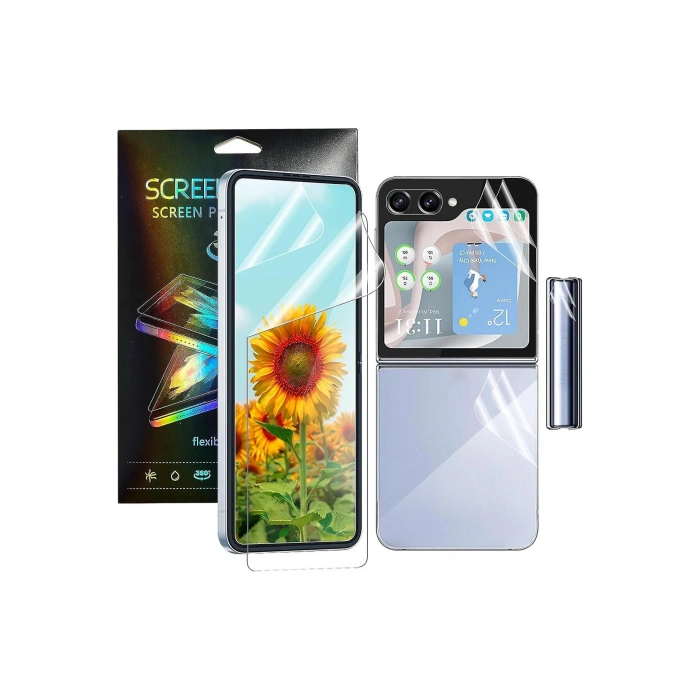 Samsung Galaxy Z Flip 5 ile Uyumlu Ön & Arka Full Body Esnek Nano Çizilmez Ekran Koruyucu
