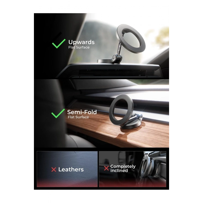 Magsafe Uyumlu Ön Panel Torpido Üzeri 360 Dönebilen Mıknatıslı Manyetik Araç içi Telefon Tutucu