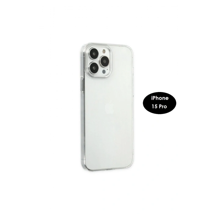 iPhone 15 Pro ile Uyumlu Sert Mika Sararmaz Leke Tutmaz Kristal Netlik Şeffaf Telefon Kılıfı