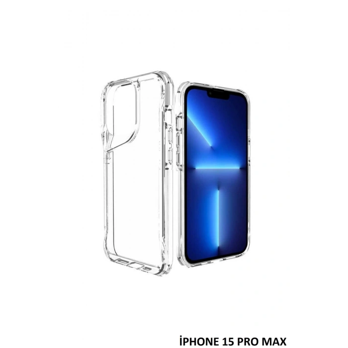 İphone 15 Pro Max Kılıf Kamera Çıkıntılı Şeffaf Darbe Emici Sert Silikon Telefon Kılıfı T-Max