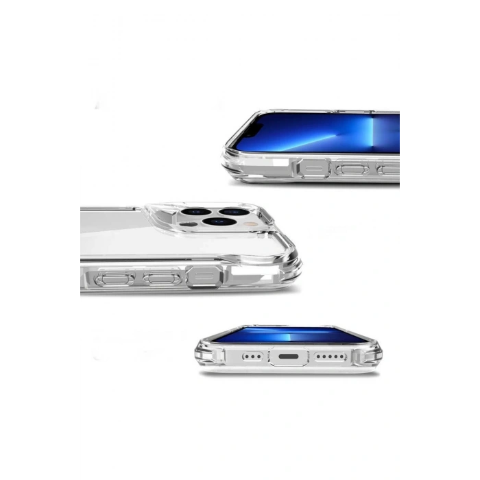 İphone 15 Pro Max Kılıf Kamera Çıkıntılı Şeffaf Darbe Emici Sert Silikon Telefon Kılıfı T-Max