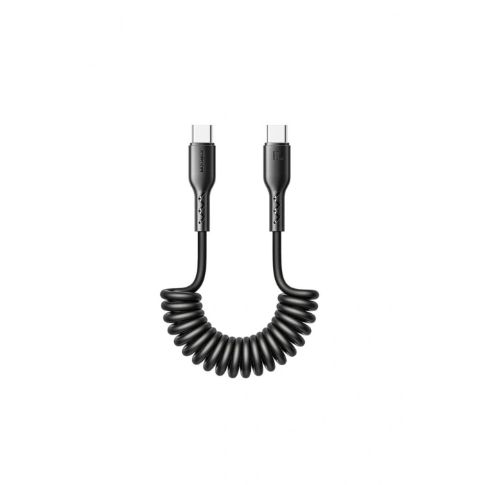 iPhone 15 Serisi ile Uyumlu Uzayan Sarmal 60W Araç içi Hızlı Şarj Kablosu Type-C-Type-C 1,5m
