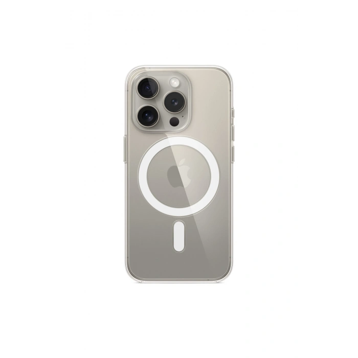 Apple iPhone 15 Pro Kılıf Magsafe Wireless Kablosuz Şarj Destekli Sert Şeffaf Darbe Emici Kapak
