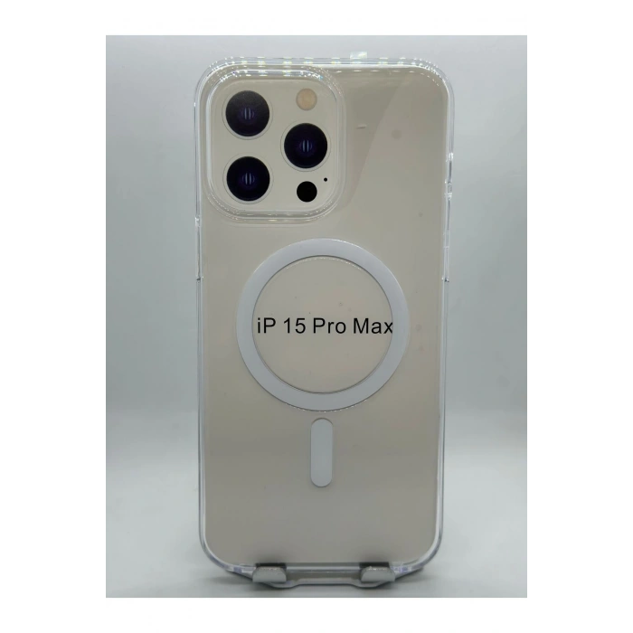 Apple iPhone 15 Pro Kılıf Magsafe Wireless Kablosuz Şarj Destekli Sert Şeffaf Darbe Emici Kapak