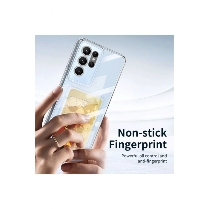Samsung Galaxy S24 ile Uyumlu Kartlıklı Şeffaf Kamera Korumalı Silikon Telefon Kılıfı