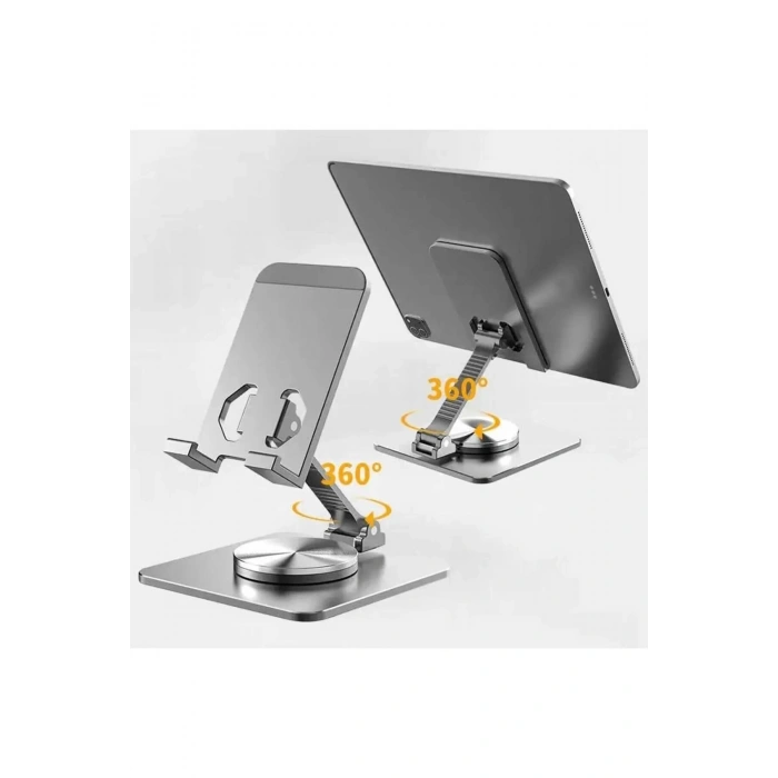 Alüminyum Alaşım Metal 360 Derece Dönebilen Ayarlanabilir Katlanır Masa Üstü Telefon & Tablet Standı
