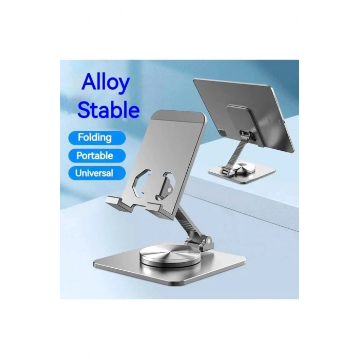 Alüminyum Alaşım Metal 360 Derece Dönebilen Ayarlanabilir Katlanır Masa Üstü Telefon & Tablet Standı