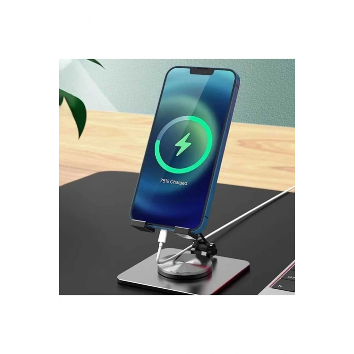 Alüminyum Alaşım Metal 360 Derece Dönebilen Ayarlanabilir Katlanır Masa Üstü Telefon & Tablet Standı