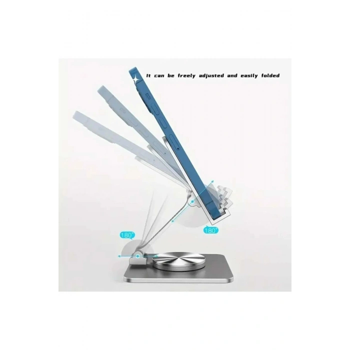Alüminyum Alaşım Metal 360 Derece Dönebilen Ayarlanabilir Katlanır Masa Üstü Telefon & Tablet Standı