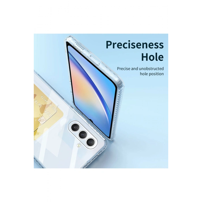 Samsung Galaxy A55 ile Uyumlu Kartlıklı Şeffaf Kamera Korumalı Silikon Telefon Kılıfı
