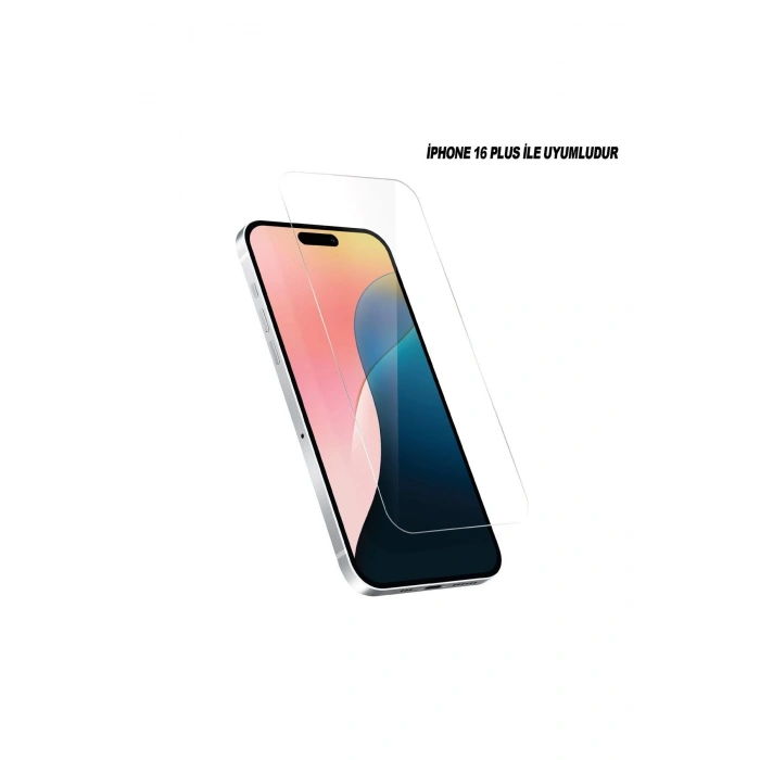 Apple iPhone 16 Plus ile Uyumlu 9H Temperli Cam Ekran Koruyucu Leke Tutmaz HD Netlik
