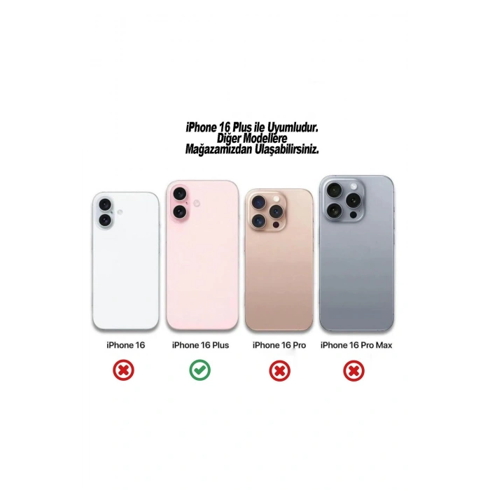 iPhone 16 Plus ile Uyumlu Kablosuz Şarj Magsafe Özellikli Şeffaf Silikon Kılıf
